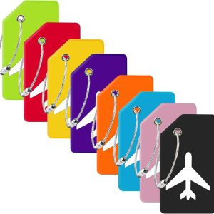 8 Pack Silicone Luggage Tag for Suitcases with Stainless Loop, TSA Approved, Privacy Protection Travel Essentials Bag Tags by Gostwo, Mixed Color